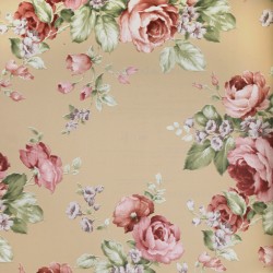 Papel de parede, floral, rosa com fundo bege